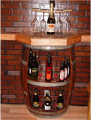 Open Front Wine Barrel Cabinet with Shelf